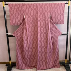 小紋　着物　袷　小紋着物　一つ紋　立涌　藤　リサイクル着物　k-811