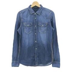 ディーゼル 長袖シャツ デニムシャツ コットン100% ブランド トップス メンズ Fサイズ ブルー DIESEL 【中古】