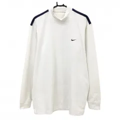 ナイキ 長袖ハイネックシャツ 白×ネイビー 肩ライン ロゴ刺しゅう メンズ サイズ表記なし ゴルフウェア NIKE