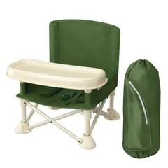 SouYuuKai ベビーチェア テーブルチェア キッズチェア 子供 赤ちゃん お食事椅子 折り畳み携帯式 軽量 幼児用 滑り止め 丈夫 安全ベルト 収納袋付き 耐荷重15kg (green)