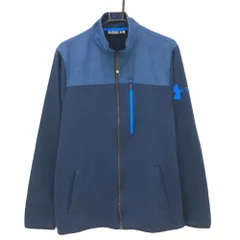 アンダーアーマー 異素材ジャケット ネイビー 上部スクエア柄 裏起毛 メンズ 2XL ゴルフウェア UNDER ARMOUR