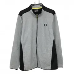 【美品】アンダーアーマー ジャケット ライトグレー×黒 起毛素材 ヒートギア メンズ XXL ゴルフウェア UNDER ARMOUR