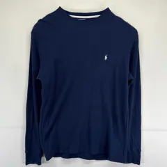 古着 ポロ・ラルフローレン POLO RALPH LAUREN 長袖Tシャツ サーマル ワッフル生地 クルーネック インナー ワンポイントロゴ L  ネイビー メンズ