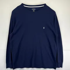 古着 ポロ・ラルフローレン POLO RALPH LAUREN 長袖Tシャツ 大きいサイズ クルーネック ワンポイントロゴ サーマル 3XL  ネイビー メンズ