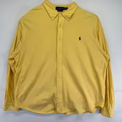 古着 00’s/00年代 ラルフローレン RALPH LAUREN 長袖シャツ 大きいサイズ 鹿子生地 ワンポイントロゴ  3XB  イエロー メンズ