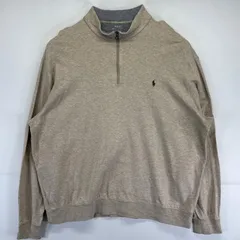 古着 ポロ・ラルフローレン POLO RALPH LAUREN スウェット 大きいサイズ ハーフジップ ハイネック ワンポイントロゴ 2XB  ベージュ系 メンズ