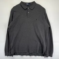 古着 90's/90年代 ポロ・ラルフローレン POLO RALPH LAUREN 長袖 ポロシャツ 大きいサイズ ワンポイントロゴ ポニー 襟付き 2XL  グレー系 メンズ