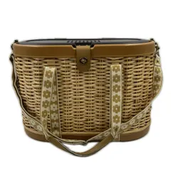 ペットキャリーバッグ 籐籠風その他バッグ  ラタン ベージュ ブラウン 中古