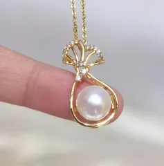 ☆約8mm 淡水パール 真珠 シンプル ファッション 金運 ペンダント ネックレス 45cm ジルコン付き 高級 ジュエリー ギフト プレゼント 誕生日  女性 //P-28