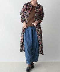 yuni〉花柄刺繍 ロングシャツワンピース - メルカリ