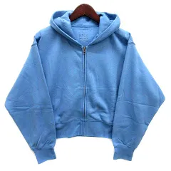 無印良品 良品計画 スウェット フルジップ パーカー ショート丈 裏起毛 サックスブルー M BB2PMA4S 美品