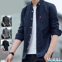 カジュアルシャツ ストライプ メンズ シャツ Yシャツ ワイシャツ オックスフォード 長袖 ビジネス ボタンダウン スリム 通勤 春秋 トップス676