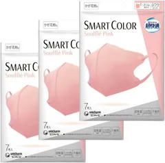 【3袋計21枚】ユニ・チャーム 超快適マスク スマートカラー Souffle Pink スフレピンク ふつうサイズ 7枚入 2c200のサムネイル