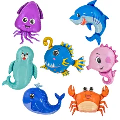 7枚入れ バルーンセット 海の動物 レッド 誕生日 パーティー アルミ風船 誕生日 パーティー 飾り付け 可愛い 飾り物 デコレーションキット プレゼント 風船セット 6年以上