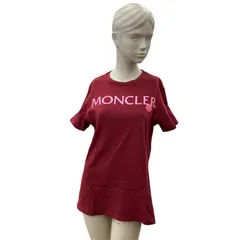 186005 現状品 MONCLER モンクレール 半袖Tシャツ ロゴ S レッド コットン レディース