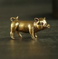 銅製置物　豚　豚親子セット　銅製　美術品　茶道具　置き物　インテリア置物 子豚 豚 ブタ 銅像 真鍮 置物 茶道具 - メルカリ