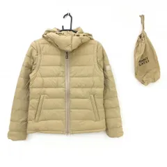 【美品】パーリーゲイツ 4WAYダウンジャケット ベージュ×黒 袖・フード着脱可 収納袋付 レディース 0(S) ゴルフウェア PEARLY GATES