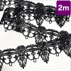 【2m】 ケミカルレース ブラック 黒エレガント 装飾 おしゃれ 可愛い 衣装 デコ
