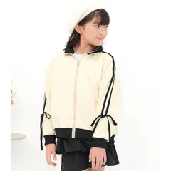 Bee【♪クーポン利用で20％OFF♪】袖リボントラックジャケット◇アイボリー◇子供服 キッズ 女の子 トップス アウター 長袖 100 110 120 130 140 150