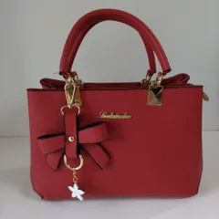 ショルダーバッグ レディース リボンチャーム付 ハンドバック 2way レッド