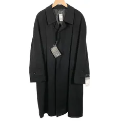タグ付き カシミヤ100% コート ロング丈 長袖 比翼仕立て 黒 ブラック L相当