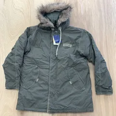 未使用【PIKO／Y2K 平成ストリート ダウンジャケット】メンズM／カーキ／ファー付きフード／タグ付き未使用／ダウン80％／90s復刻風