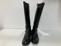 ☆バリーレザーロングブーツ サイドジッパー黒　イタリア製 24cm