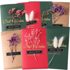 moin moin メッセージ カード グリーディング 7種 セット (封筒付) ドライフラワー 花束 花 卒業 進学 就職 送別 出産 お見舞い 誕生日 記念日 お祝い 祝福 ギフト きらきら 箔押し グリーン レッド ゴールド ブラウン シック シンプル