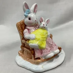 レトロ   うさぎの置物　親子　陶器製　インテリア　D284