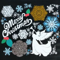 【冬の壁面飾り】12月切り絵『クリスマス～雪の結晶』天使・X'masツリー(ラミネート済)