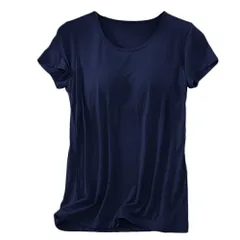 発熱インナー レディース 半袖 カップ付き ブラトップ 吸湿発熱 あったか 暖か 薄手 肌着 シャツ 伸びる フィット パッド付き 女性 大きいサイズ 秋 冬 rr13