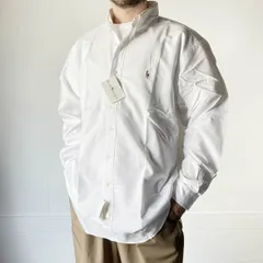 新品 90s ラルフローレン YARMOUTH オックスフォード ボタンダウン 長袖シャツ 白 16-1/2 ビッグシルエット D146-14-0001XV