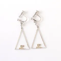 MOF25199 未使用 Courreges クレージュ イヤリング ロゴ シルバー×ゴールド アクセサリー Courrèges