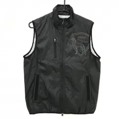 【超美品】アダバット アウターベスト 黒 千鳥格子地模様 蓄熱裏地 メンズ 46(M) ゴルフウェア adabat