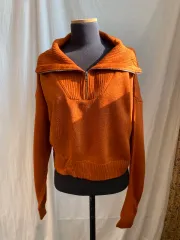 INGNI オレンジ ハーフジップアップ ニット (M)