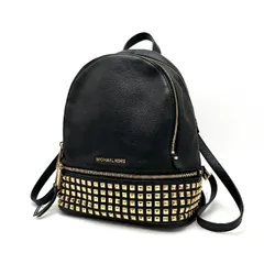 【中古】良品 MICHAEL KORS マイケルコース ロゴ スタッズ レザー リュック サック eH10104N