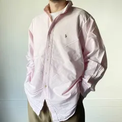 90s ラルフローレン YARMOUTH オックスフォード ボタンダウン 長袖シャツ ピンク系 17-1/2 XL 大きいサイズ ビンテージ D143-14-0047XV