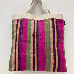 5918　agnes b.　アニエスベー　ラフィア　トートバッグ　ハンドバッグ　WEB限定　天然素材　ランダムストライプ　マルチストライプ　マルチカラー　レディース　シンプル　きれいめ　カジュアル　上品