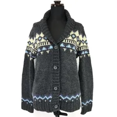 UNIQLO +J/ユニクロ★ショールカラーカーディガン【レディースL/グレー/gray/ノルディック柄】cardigan/Tops/knit◆BJ140-b<sale>