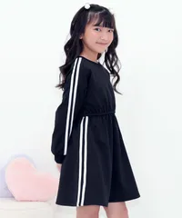 Bee【クーポン利用で20％OFF♪】ウエストギャザーラインワンピース◇ブラック◇韓国子供服 韓国子ども服 韓国こども服 キッズ 女の子 長袖 無地 100 110 120 130 140 150
