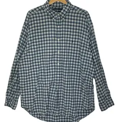 Ralph Lauren/ラルフローレン BLAKE チェック柄 ポニー 長袖シャツ ボタンダウンシャツ ワンポイント刺繡 オーバーサイズ ビッグシルエット INDIA製 XLサイズ ブルー