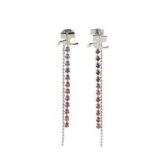 MOF25173 未使用 Courreges クレージュ ピアス 2WAY ロゴ シルバー×ピンク系 アクセサリー Courrèges