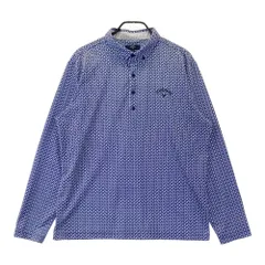 サイズ：3L CALLAWAY キャロウェイ  長袖ポロシャツ ボタンダウン 総柄 ネイビー系 [240101558668] ゴルフウェア メンズ ストスト