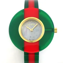 グッチ GUCCI 腕時計 ヴィンテージウェブ 143.4/YA143403 グリーン/レッド シェリーライン スケルトン文字盤 プレキシグラス (アクリル樹脂) SS クオーツアナログ 【箱・保付き】 【中古】のサムネイル