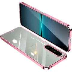 Sony Xperia 1 IV ケース SO-51C SOG06 透明 クリア エクスペリア1IV ガバー スマホケース 耐衝撃 TPU 薄型 シリコン スリム 擦り傷防止 黄変防止 メッキ加工 ストラップホール付き（ローズゴールド）