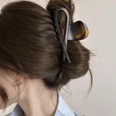 ヘアクリップ 大きめ 髪留め 髪飾り バンスクリップ しっかりとまる ヘアアクセサリー お風呂 バナナクリップ 韓風 シンプル オフィス レディース エレガント日式の造型 おしゃれ 可愛い PC樹脂 軽量 毛量多い方に（黒茶色）