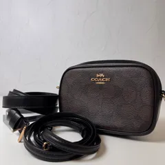 ✨BCランク　 COACH　ショルダーバッグ　ウエストポーチ　ボディーバッグ　アクセサリーポーチ　２way　シグネチャー　PVC　レザー　ブラック　「14EL」