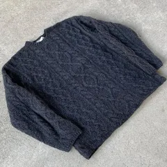 90's J.CREW alan cable knit .古着　ジェイクルー　ケーブルニット　アランセーター　ダークグレー　クルーネック
