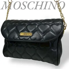 【B4097】MOSCHINO モスキーノ ショルダーバッグ レザー ブラック キルティング ハート柄 チェーン 2way ハンドバッグ