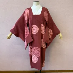 道行　着物　羽織　和装コート　アンティーク　花丸紋　リサイクル着物　c-817